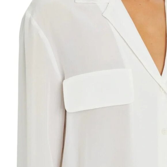 Frame 100% Silk Button Up White Blouse Sz S - Picture 2 of 10